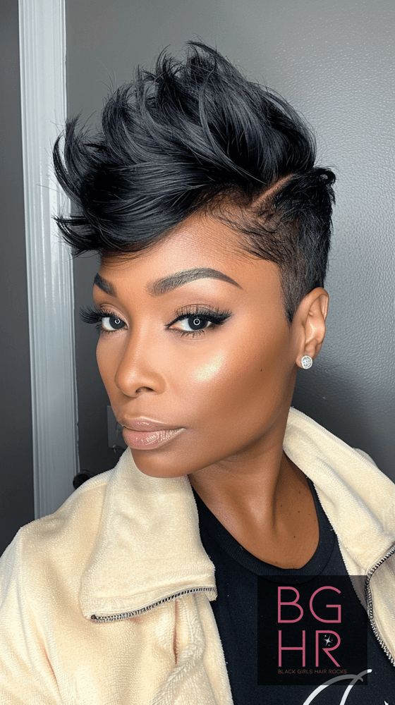 Classic Pixie Elegance �– Black Women’s Hair #ClassicPixie #ElegantHairStyle #BlackGirlsHairRocks – Black Girls Hair Rocks Chocolate Locs, Pixie Cuts For Black Women, Black Women Short Haircuts, Haircut Gray Hair, Layered Pixie Cut, Classic Pixie, Short Haircuts For Black Women, Short Relaxed Hairstyles, Short Hair Designs