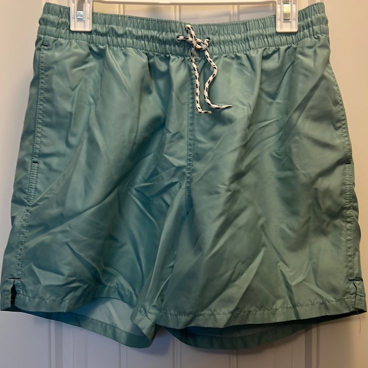 Goodfellow & Co Teal Swim Shorts. Size Medium. The Inside Netting Has Been Removed But The Pocket Netting Remains. Otherwise I’m Good Condition. No Discoloration And Never Worn In The Water. Green Relaxed Fit Bottoms For Summer, Green Beach Shorts With Short Inseam, Summer Bottoms With Drawstring And Short Inseam, Solid Color Swim Trunks For Spring, Summer Drawstring Bottoms With Short Inseam, Green Shorts With Short Inseam For Beach, Summer Drawstring Bottoms, Green Swim Trunks With Pockets For Summer, Green Drawstring Short Swim Trunks