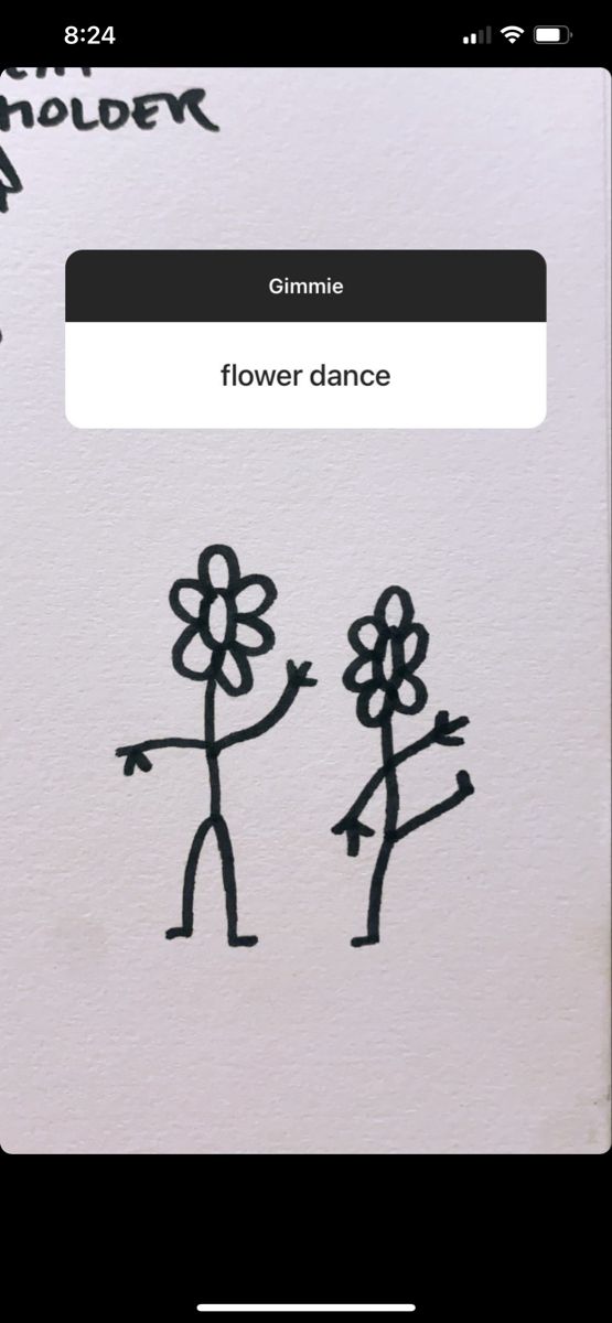 a drawing of two people holding flowers in their hands, with the words flower dance below them