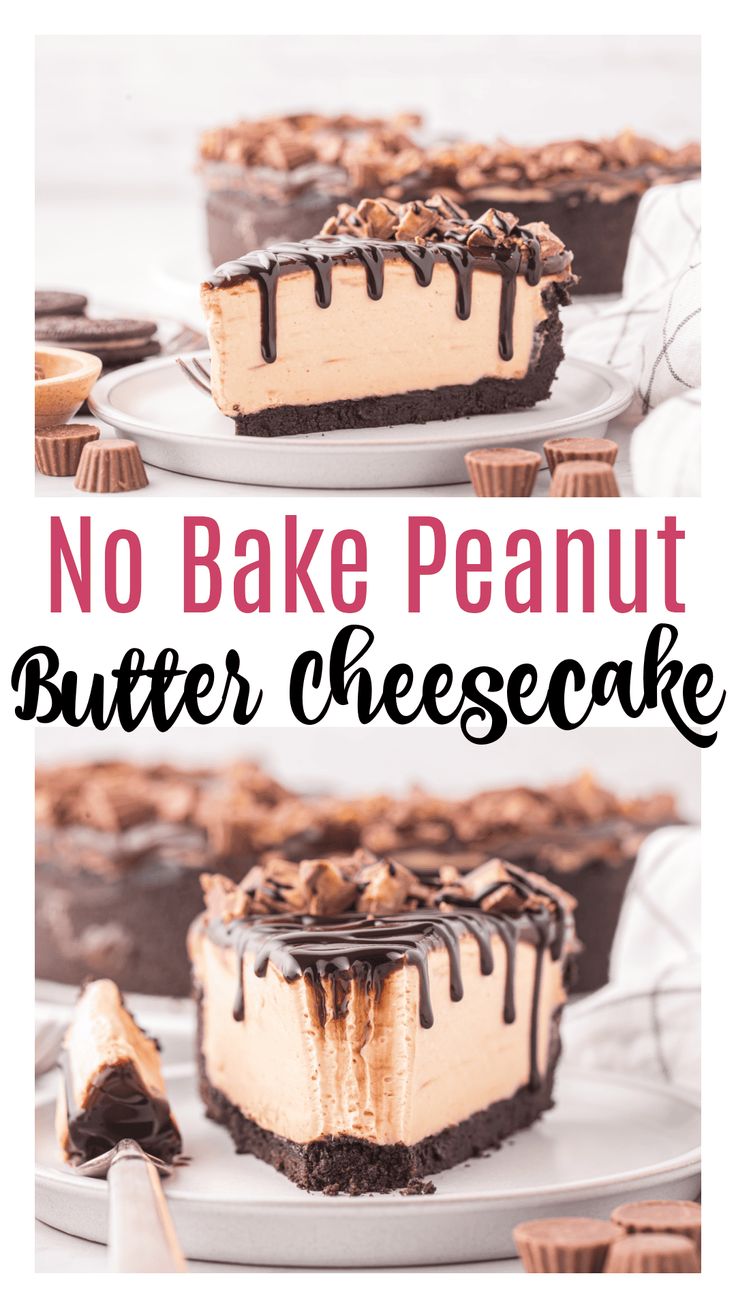 no bake peanut butter cheesecake on a plate