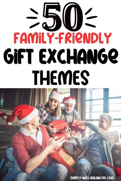 the 50 family - friendly gift exchange theme is featured in this postcard for christmas