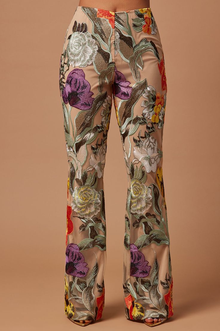 Available In Nude/combo. Floral Embroidered Pant Flare Leg Hidden Back Zipper Lined Non Stretch Disclaimer: Due To The Embroidery Placement, Each Garment Is Unique. Main: 100% Polyester Lining: 100% Polyester Imported | Adaila Floral Embroidered Pant in Nude size Large by Fashion Nova Spring Straight Pants With Resham Embroidery, Straight Pants With Resham Embroidery For Spring, Fitted Floral Embroidery Pants For Fall, Wide Leg Pants With Floral Embroidery For Fall, Fall Floral Embroidery Wide Leg Pants, Fall Floral Embroidery Wide-leg Pants, Flower Embroidery Pants, Fall Floral Embroidered Straight Leg Pants, Straight Leg Pants With Floral Embroidery For Fall