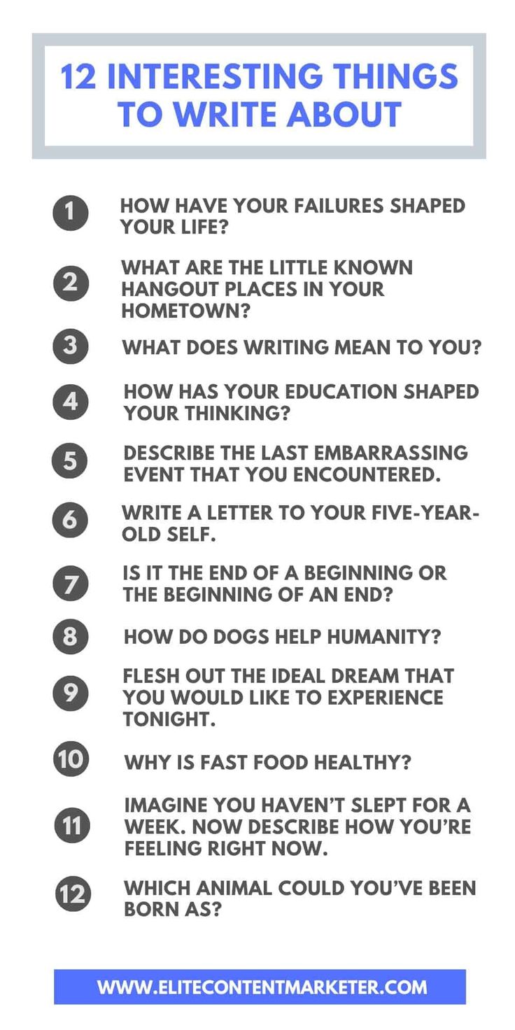 the 12 interesting things to write about in your writing process, including how to use them