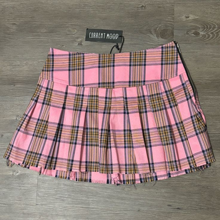 Brand New With Tags Pink School Tennis Skirt, Basic Clothes, Plaid Mini Skirt, Current Mood, Basic Outfits, Dolls Kill, Pink Purple, Women's Skirt, Mini Skirt