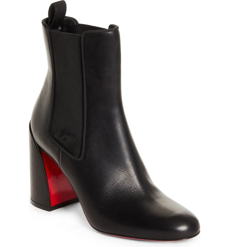 Christian Louboutin Turelastic Chelsea Boot (Women) | Nordstrom Chelsea Boot Women, Red Louboutin, Red Lacquer, Footwear Design Women, Fabric Gift Bags, Chelsea Boot, Fabric Gifts, Black Fits, Print Gifts