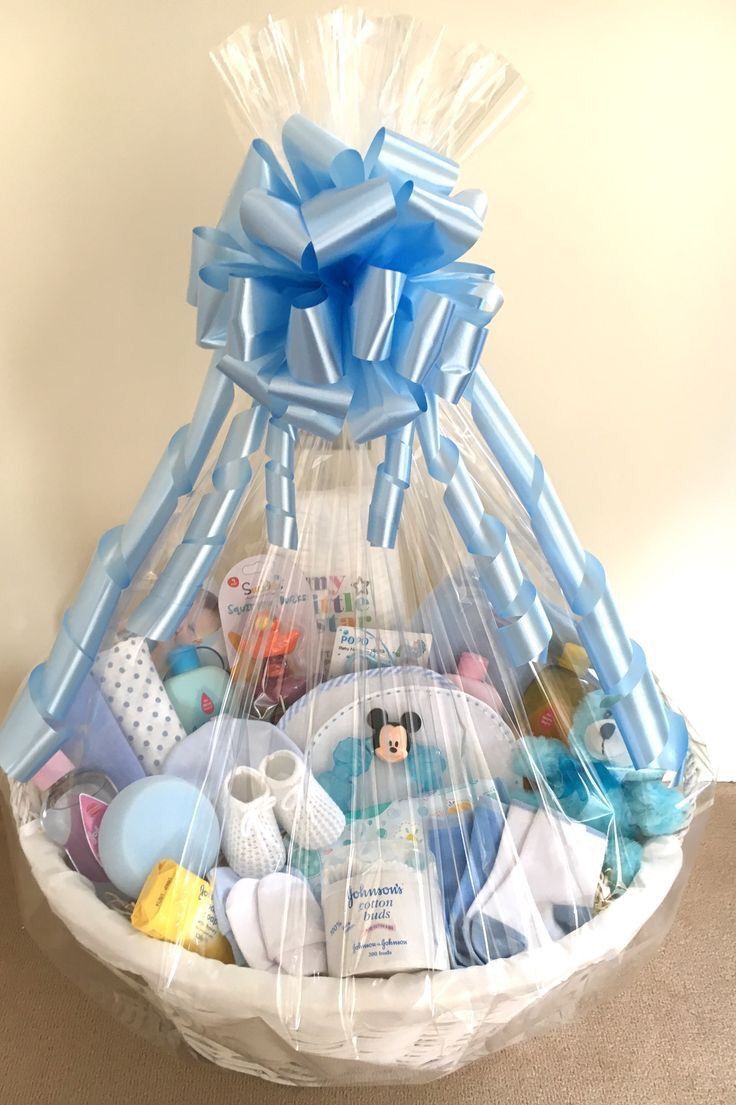 a basket filled with lots of baby items