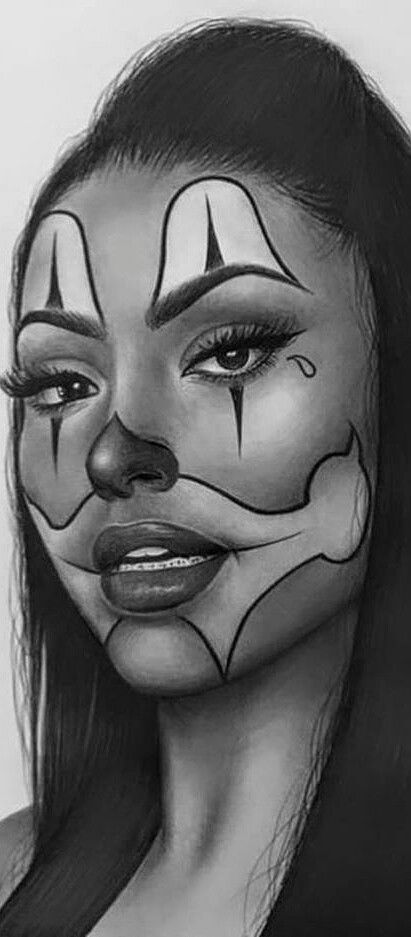 a drawing of a woman with makeup on her face