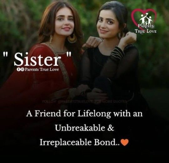 two women sitting next to each other with the caption, sister friend for lifelong with an unbreakable & irreplaceable bond