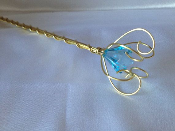 Fairy Princess Wand Light Blue Diamond Centred Jewel  Gold by WirePrincess, $23.50 Light Blue Diamond, Fantasy Play, Princess Wands, Elf Ear Cuff, Fairy Wands, Elf Ears, Fairy Jewelry, Fairy Princess, Fairy Princesses