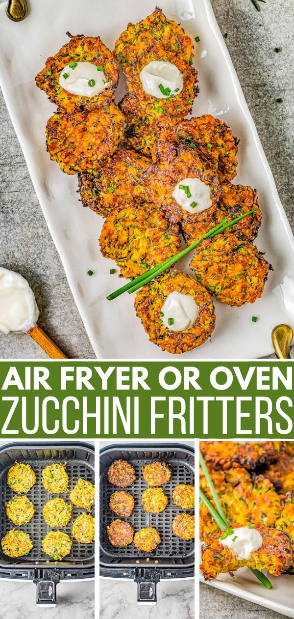 air fryer or ovened zucchini fritters are the perfect appetizer