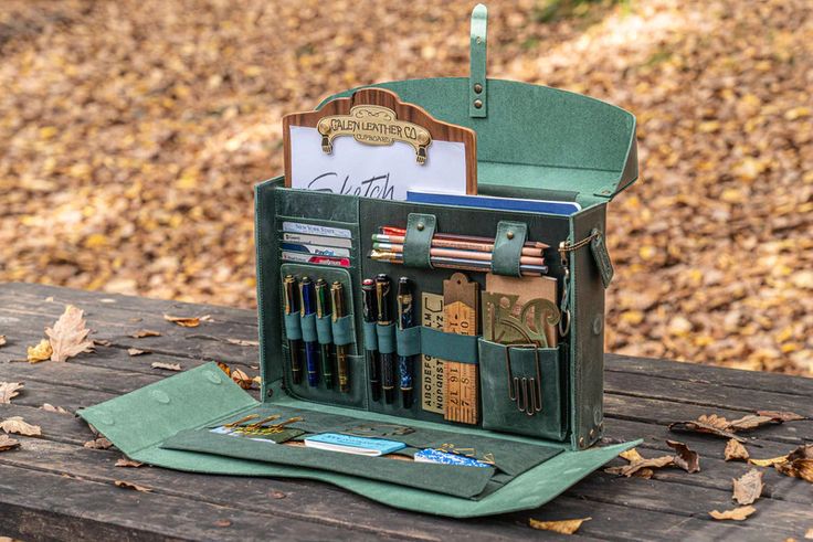 Leather Writer's Medic Bag - Xlarge Forest Green | Galen Leather Horse Forest, Medic Bag, Writing Essentials, Writer Gifts, Medical Kit, Forest Green Color, Pen Pouch, Good Things Take Time, Vintage School