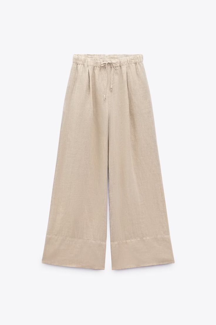 Linen Crop Top, Palazzo Trousers, Linen Crops, High Waisted Trousers, Palazzo Pants, Zara United States, High Waisted Pants, Halter Top, Wide Leg