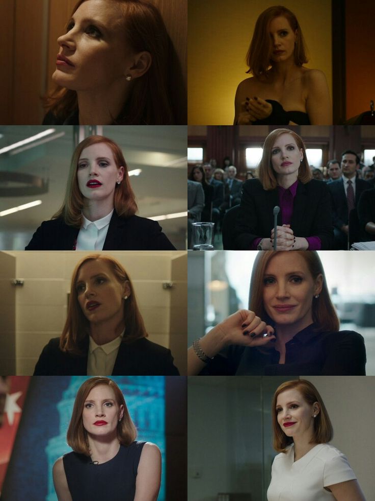 many different images of women in suits and ties, including one woman with red hair