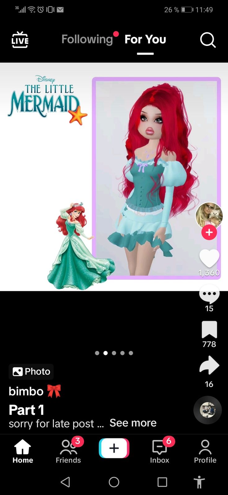 the little mermaid app on an iphone with its name and character's profile highlighted