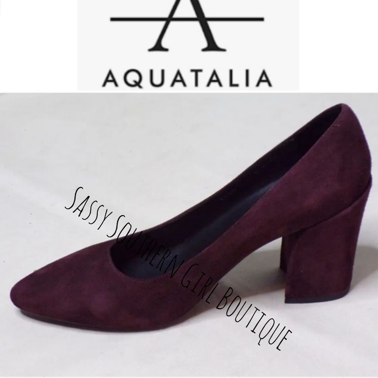 New Aquatalia Brown Plum Suede Leather Pumps. The Color Is A Brown In Some Lights And A Plum Tint In Other Light So I'm Listing As A Brown Plum Color. Size 7 Closet Details Please Read No Low-Ball Offers Shipping 2-4 Days No Exchanges Per Posh New To Poshmark? Use Promo Code Smartgirlsummer To Get $10 Off When You Sign Up Boho Western Hippie Coastal Farmhouse French Vintage Victorian Y2k Pearlcore Anthropologie Beach Professional Madwell Lace Christmas Barbie Whbm 90's Travel Tie Dye Yellowstone Purple Block Heel Shoes With Medium Width, Purple Block Heel Medium Width Heels, Purple Round Toe Heels For Office, Purple Block Heel Shoes For Formal Occasions, Purple Block Heel Heels For Formal Occasions, Purple Block Heels For Formal Occasions, Purple Suede Heels With Pointed Toe, Purple Leather Heels Medium Width, Chic Medium Width Purple Heels