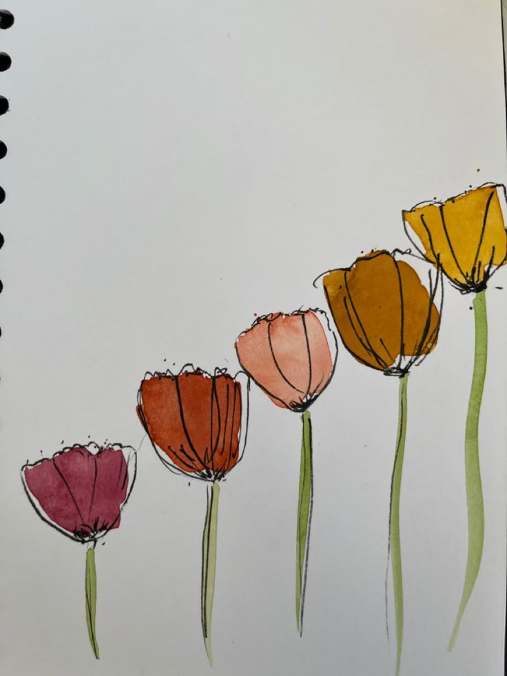 an image of flowers drawn in colored pencils