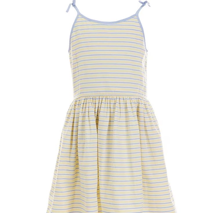 Nwt, Size 14, Yellow And Blue Striped Dress Cute Ralph Lauren Dress For Spring, Casual Cotton Ralph Lauren Dresses, Casual Cotton Dresses By Ralph Lauren, Casual Blue Ralph Lauren Dress, Ralph Lauren Blue Summer Dress, Girls Tunic Dress, Peplum Hem Dress, Girls Tunics, Girls Blue Dress