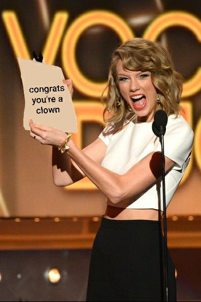 taylor swift accepts an award for her performance in the movie, you're a clown