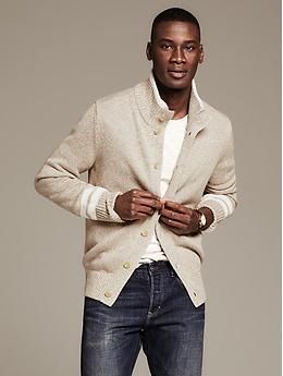 Sleeve-Stripe Textured Cardigan | Banana Republic Classic Striped Winter Cardigan, Fall Outerwear With Striped Collar And Long Sleeves, Fall Long Sleeve Outerwear With Striped Collar, Casual Fall Cardigan With Striped Cuffs, White Fall Outerwear With Striped Cuffs, Casual Long Sleeve Outerwear With Striped Collar, Classic Striped Sweater For Work, Long Sleeve Cardigan With Striped Cuffs For Fall, Classic Winter Tops With Contrast Stripes