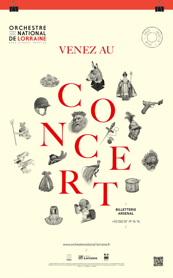 an advertisement for the concert coece art, with images of people in hats and gowns