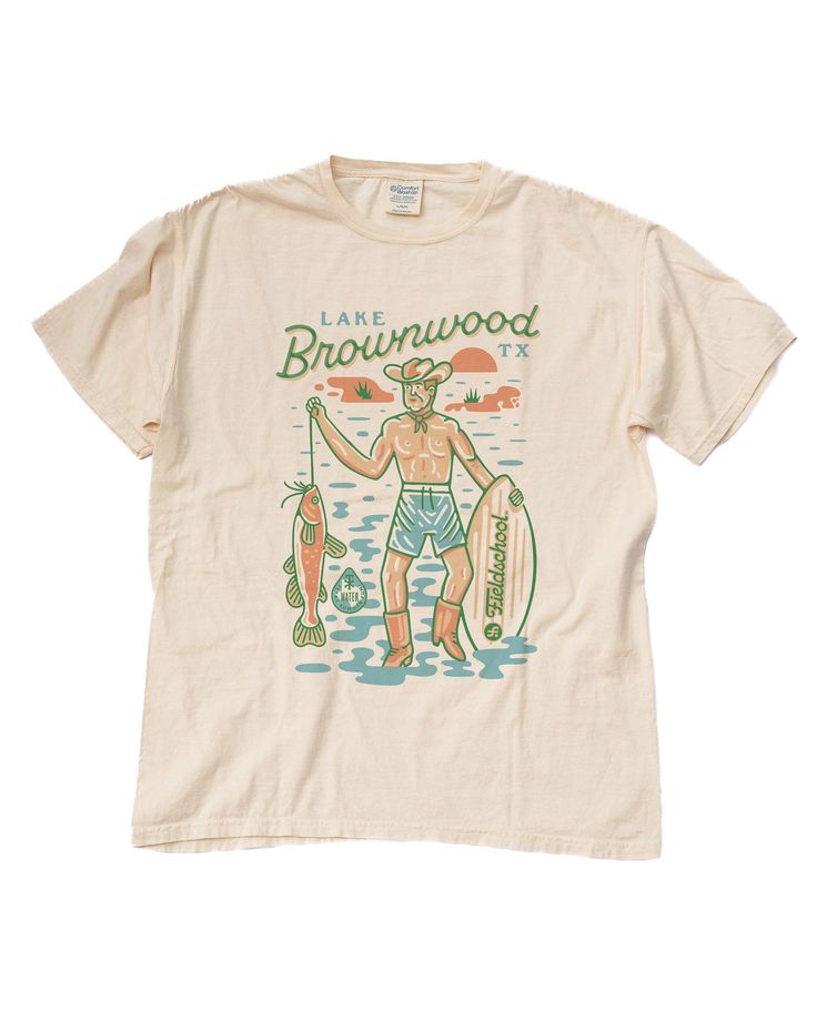 Lake Brownwood is a popular spot for those of us that live out in West Texas. Stop by Underwoods for a bite and then enjoy some fishing, boating, wake surfing, and everything in between. No better way to show your love for Brownwood than with this shirt! Made for everybody Vintage-washed and garment-dyed for a retro look and heavy feel 100% ring-spun heavy cotton for a super soft, comfortable feel that's gentle on skin No-shrink comfort and double-needle stitching for a dependable fit and lastin Guy Harvey, West Texas, 80s Retro, Mens Tee Shirts, Retro Look, Mens Tees, Heavy Cotton, New Outfits, Surfing