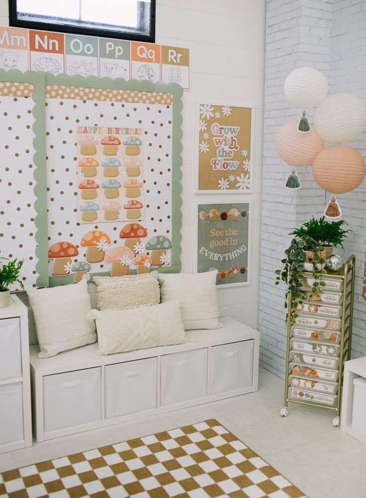 a room filled with lots of white furniture and decorations