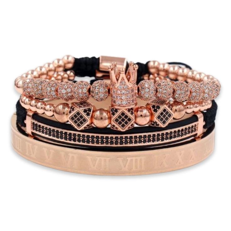 Light up your look when wearing the crown charm beaded bangle bracelet set. Featuring metal beads with crystal detailing, a bangle with roman numerals, and an adjustable design. The bracelet set will charmingly heighten your outfit with its polished look, making everyone from the crowd stared. These accessories are excellent for your everyday ensembles. Fully adjustable bracelet. One size fits all. Our traditional ‘ARDLUX’ logo is laser engraved. Made with 18K plated crown & charms. 8mm disco balls mounted with high-quality CZ. Bangle wrist size ~7.1″. Handcrafted and designed in New York. It comes with a velvet “ARDLUX” pouch. Rose Gold Bangle Bracelet, Gold Arm Band, Beaded Bangles Bracelets, King Crown, Royal King, Rose Gold Bangle, The Bangles, Bangle Bracelet Set, Gala Dinner