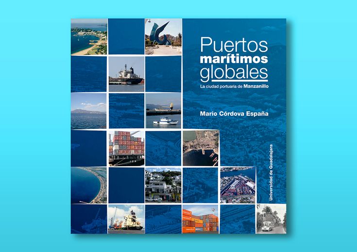 a book cover with pictures of boats and ships in the ocean, on a blue background