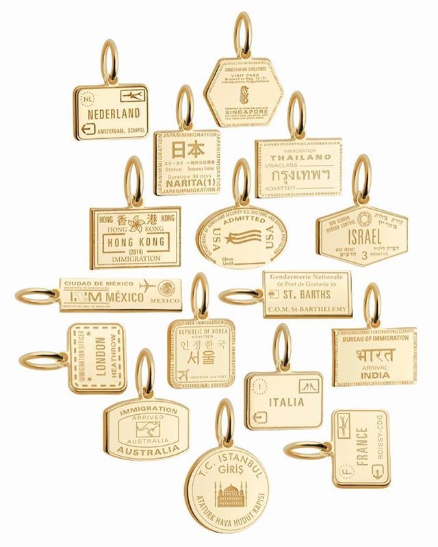 Travel Bracelet, Solid Gold Charms, Passport Stamps, Travel Charms, Mini Charm, Candy Shop, Dream Jewelry, Jewelry Inspo, Gold Charm