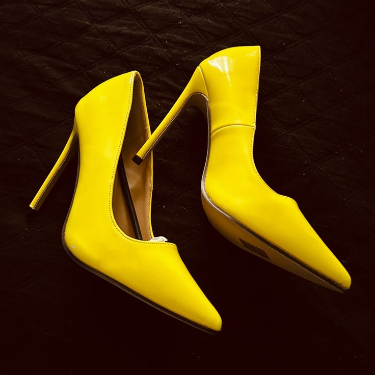 Yellow Stiletto Point Toe Heels For Women New 9 Chic Yellow Pointed Toe Court Shoes, Yellow High Heels For Office, Yellow Court Shoes For Spring Party, Chic Yellow Heels For Night Out, Yellow Pointed Toe Court Shoes For Party, Yellow Heels With 4-inch Heel For Night Out, Yellow Pointed Toe Party Court Shoes, Yellow High Heel Court Shoes For Formal Occasions, Chic Yellow High Heel Court Shoes