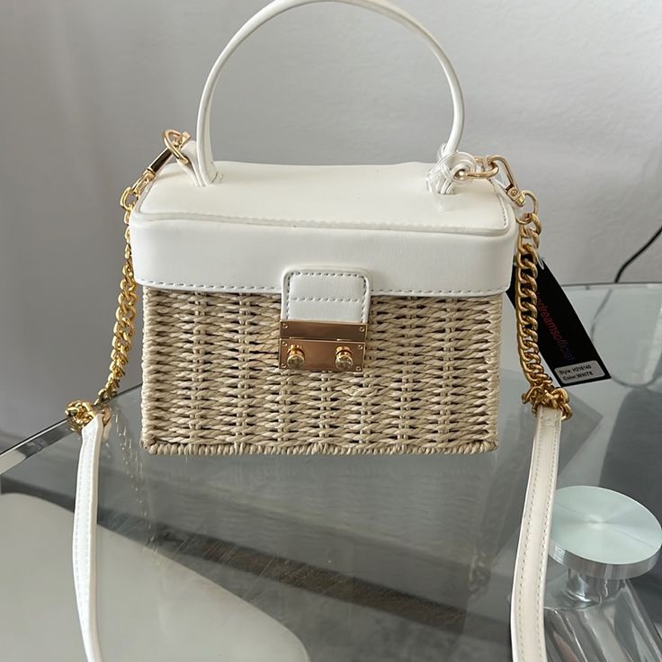 Brand New, Never Worn. Like Dreams Brand Bought From Macy’s Wicker And So Cute For Vacation Or Summer :) [Dimensions] 7.25"W 5"H 3.5"D, Top Handle 3.5", 23" Detachable Strap, 1 Push Lock Closure, 1 Inner Wall. On Amazon This Bag Is $53 Right Now! Great Deal White Summer Bucket Bag For Day Out, White Large Capacity Bucket Straw Bag, Large Capacity White Straw Shoulder Bag, White Satchel Shoulder Bag For Summer, Chic White Bucket Bag For Vacation, White Summer Bucket Bag With Large Capacity, White Large Capacity Straw Shoulder Bag, White Crossbody Shoulder Bag For Vacation, White Large Capacity Straw Bag For Everyday