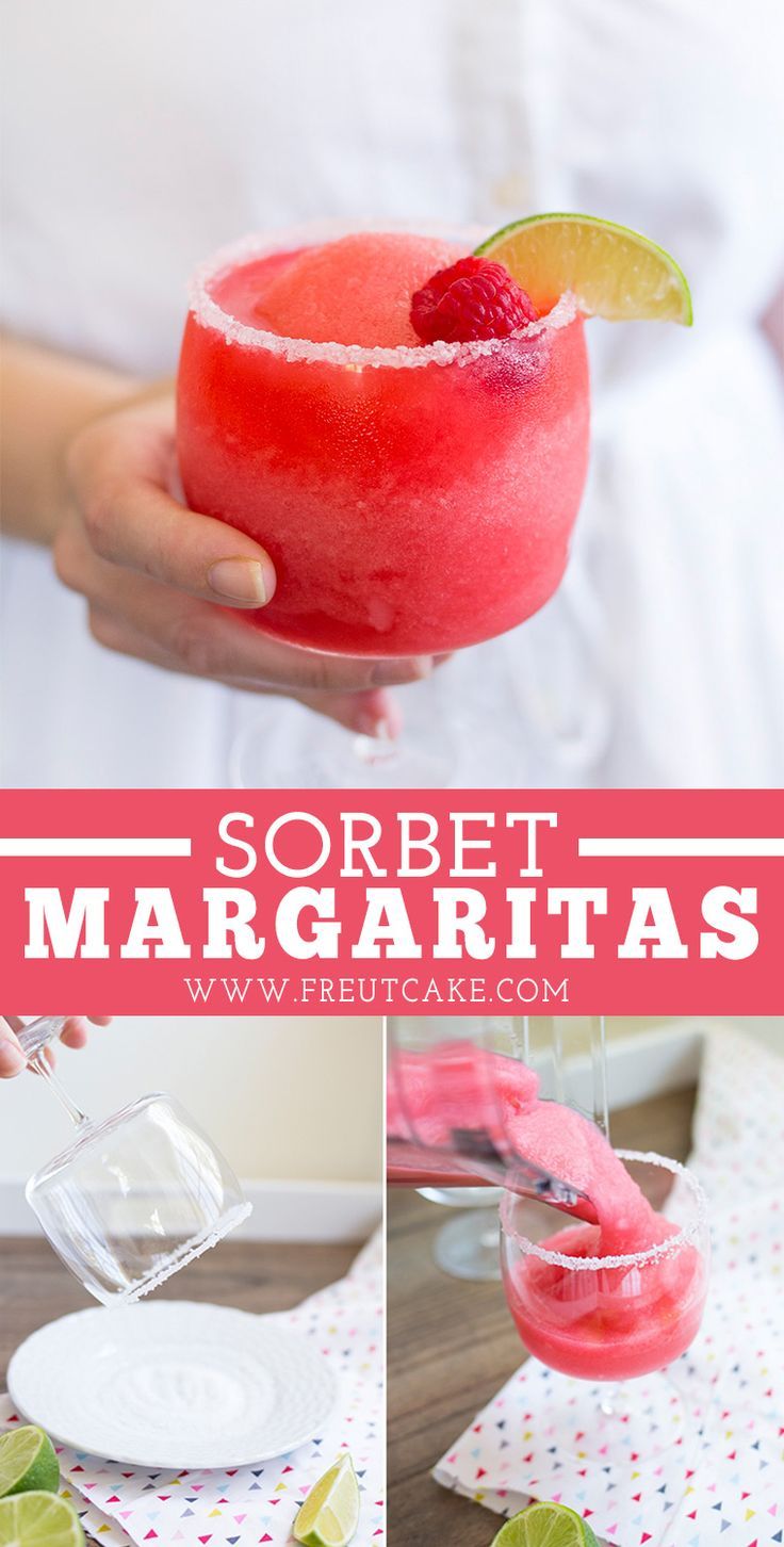 sorbet margaritas with raspberries and limeade are the perfect summer drink