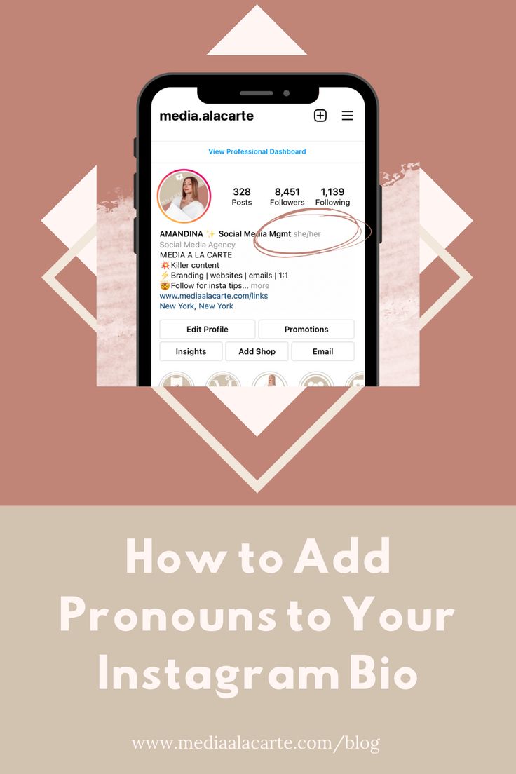 iPhone displaying Media A La Carte's Instagram profile that has been updated with pronouns. Text that reads "How to Add Pronouns to Your Instagram Bio". Link that reads "www.mediaalacarte.com/blog". Cool Pronouns For Ig, Pronouns Instagram Bio, Funny Pronouns For Instagram Bio, Ig Pronouns Ideas, Aesthetic Pronouns For Instagram Bio, Instagram Pronouns Ideas Aesthetic, Pronouns Ideas For Instagram Bio, Insta Pronouns Ideas, Pronouns For Instagram