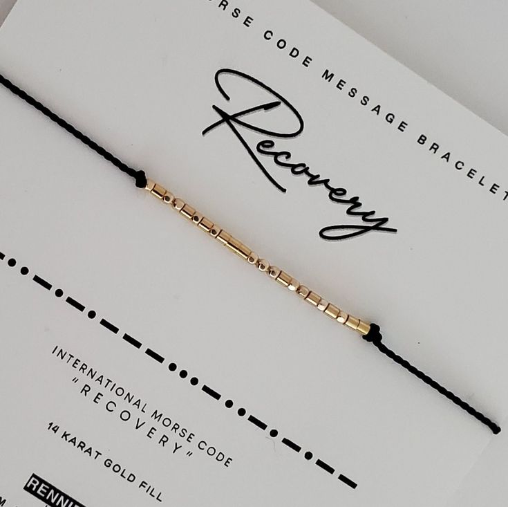 What better way to let someone special know how proud you are of their  "RECOVERY"  than in a secret Morse code message bracelet they can keep close to them on their wrist.   🖤 Dainty and subtle, "RECOVERY"  is spelled out in Morse code alphabet using  high quality .925 Sterling silver, 14 karat gold fill, rose gold, and 14 karat solid gold beads. 🖤 Band is made from Durable, High Quality 100% Silk Cord in your choice of color. 🖤 End beads and closure bead are coordinating sterling silver or Morse Alphabet, Code Alphabet, Secret Message Bracelet, Coded Message, Message Bracelet, Hidden Message, Morse Code Bracelet, Morse Code, Secret Messages