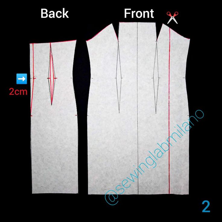 the front and back views of a sewing pattern, with measurements for each piece to be sew