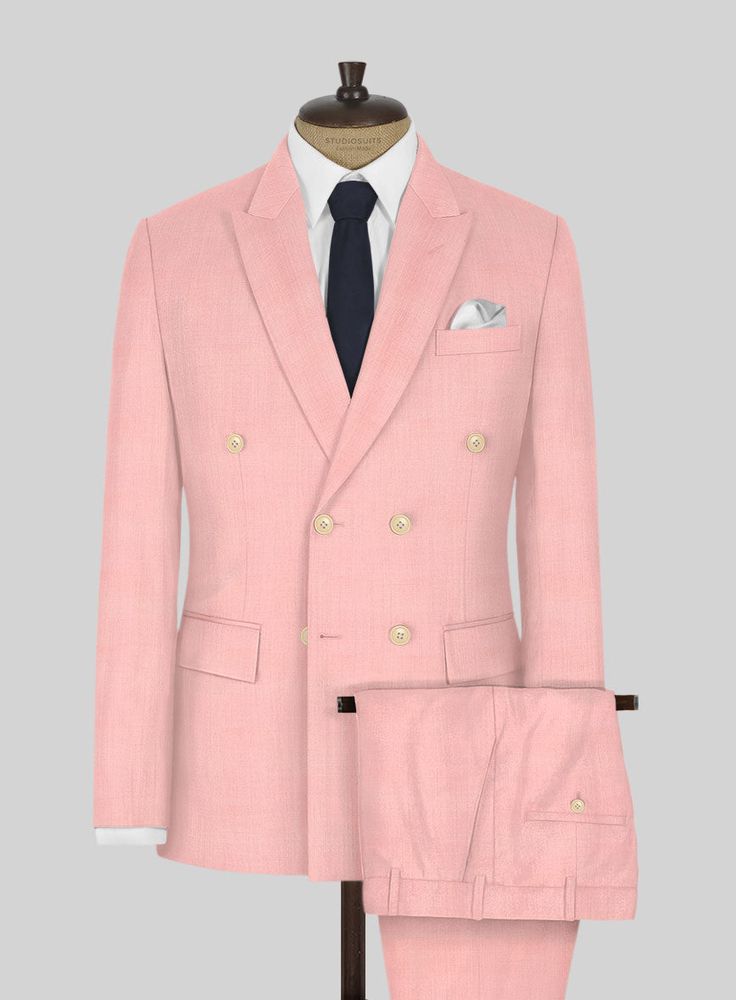 Emphasizing masculinity by bringing in a chance for men to embrace their softer side and channel the romantic aesthetic through a soft muted color, our Napolean Runway Pink Wool Double Breasted Suit will keep things fun and fresh. Crafted from wool blend, the luxurious wool blend suit attributes a pink color that will prove to be a much awaited break from the gray, navy staples and the easiest route to tailored perfection. Complete the look with a white shirt, plain tie and brown leather oxford Fitted Pink Cotton Suit, Pink Fitted Cotton Suit, Pink Suit, Perfect Pink, Double Breasted Jacket, Wool Suit, Double Breasted Suit, Wool Fabric, Muted Colors