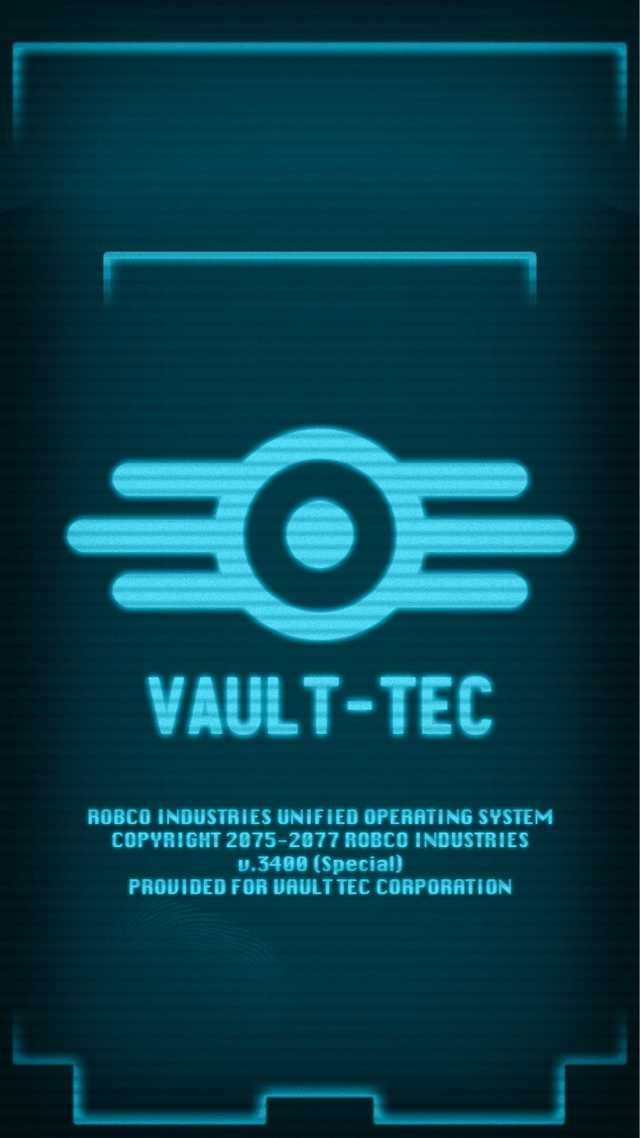 the logo for vault - tec is shown in blue and green lights on a black background