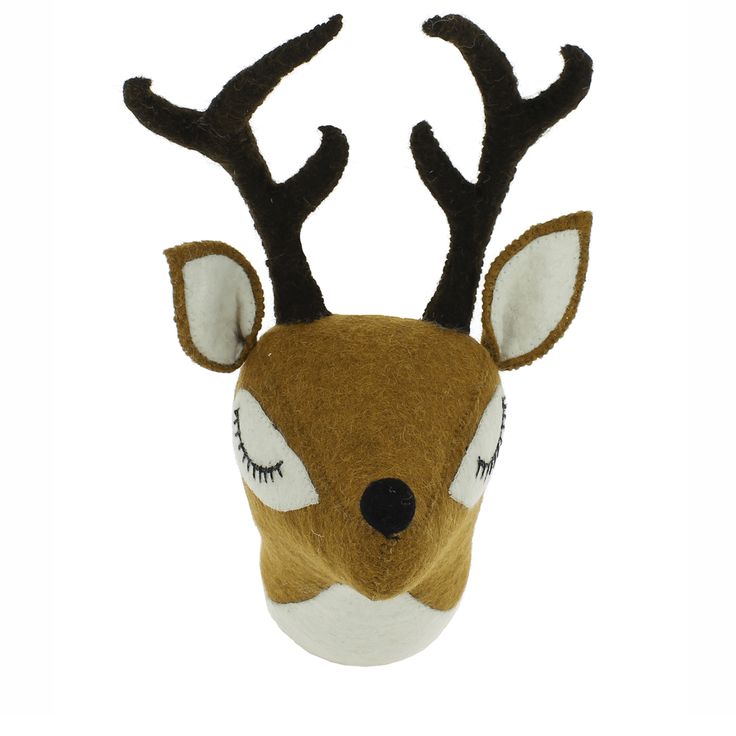 a stuffed deer head hanging on the wall