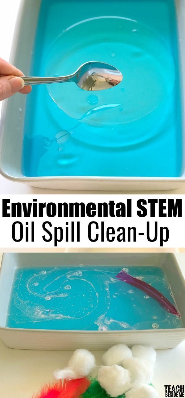 Environmental Science / STEM- Oil Spill Clean Up Experiment via @karyntripp Oil Spill Clean Up, Vetenskapliga Experiment, 6th Grade Science, Kid Experiments, Oil Spill, Stem Projects, Preschool Science, Stem Science, Science Fair Projects