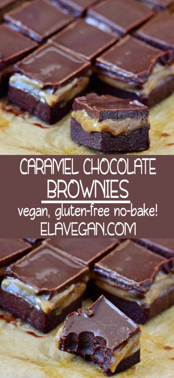 caramel chocolate brownies vegan gluten free no bake