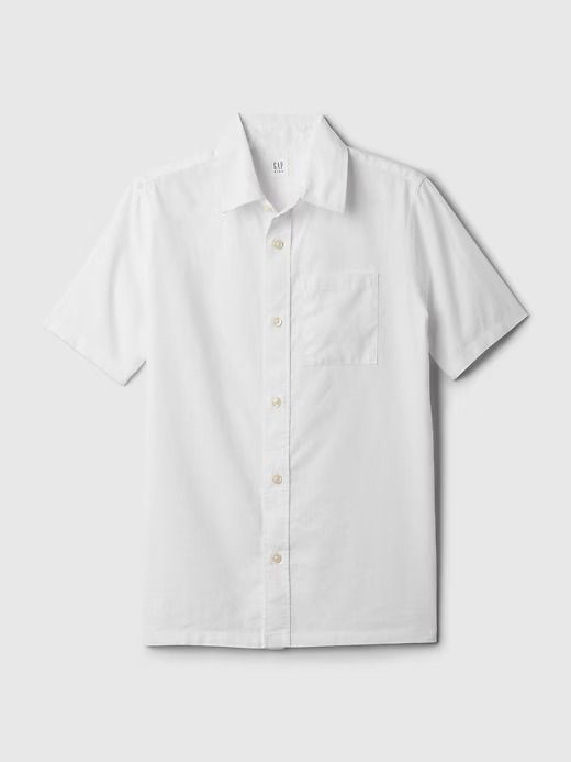 Kids Linen-Cotton Shirt | Gap Gap Linen Button-up Shirt, Gap Linen Summer Shirt, Gap Linen Shirt For Spring, Gap Linen Spring Shirt, Gap Linen Shirt With Relaxed Fit, Gap Relaxed Fit Linen Shirt, Spring Linen Shirt By Gap, Collared Gap Shirt With Pockets, Gap Collared Shirt With Pockets