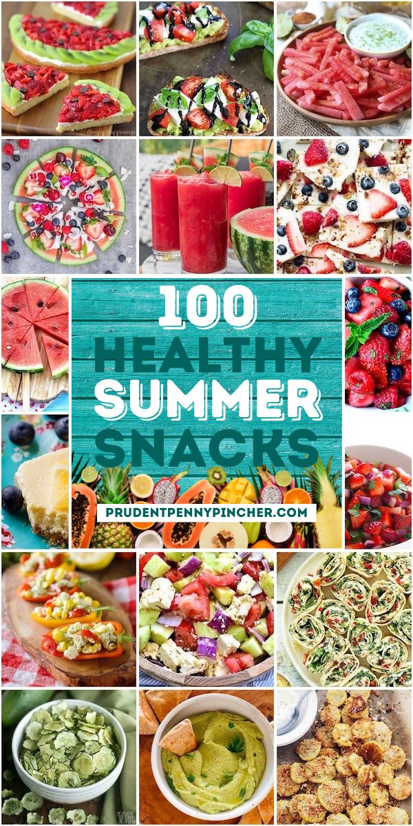 a collage of healthy summer snacks