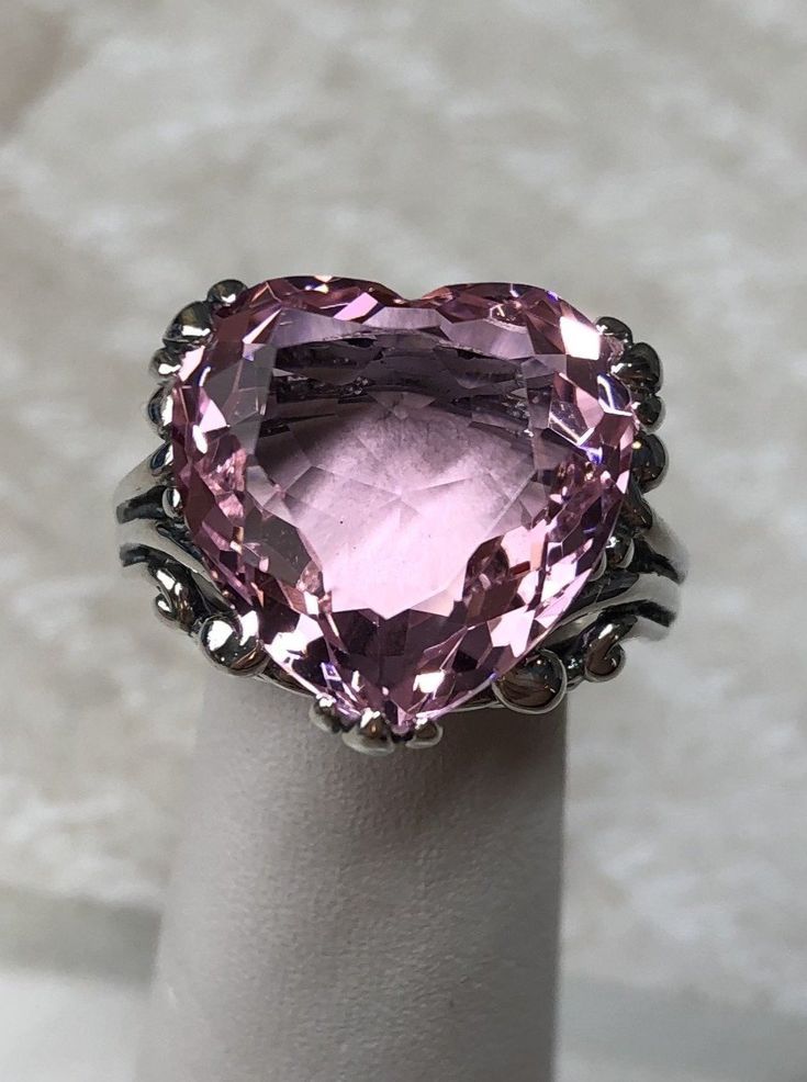 Pink Topaz ring with a heart shaped gem and gothic style sterling silver filigree Pink Heart-shaped Rings For Formal Occasions, Elegant Pink Heart Ring For Formal Occasions, Elegant Pink Heart Ring For Valentine's Day, Formal Heart-shaped Cubic Zirconia Ring, Formal Heart-shaped Ring With Cubic Zirconia, Formal Heart-shaped Ring In Cubic Zirconia, Elegant Pink Heart-shaped Ring, Elegant Pink Heart Shaped Ring, Elegant Pink Heart Ring With Prong Setting