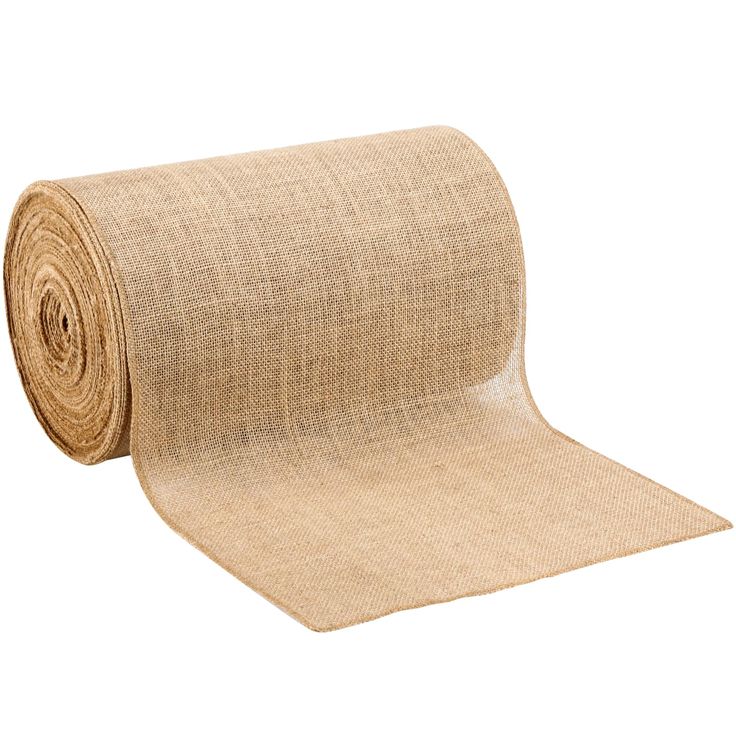 a roll of jute fabric on a white background