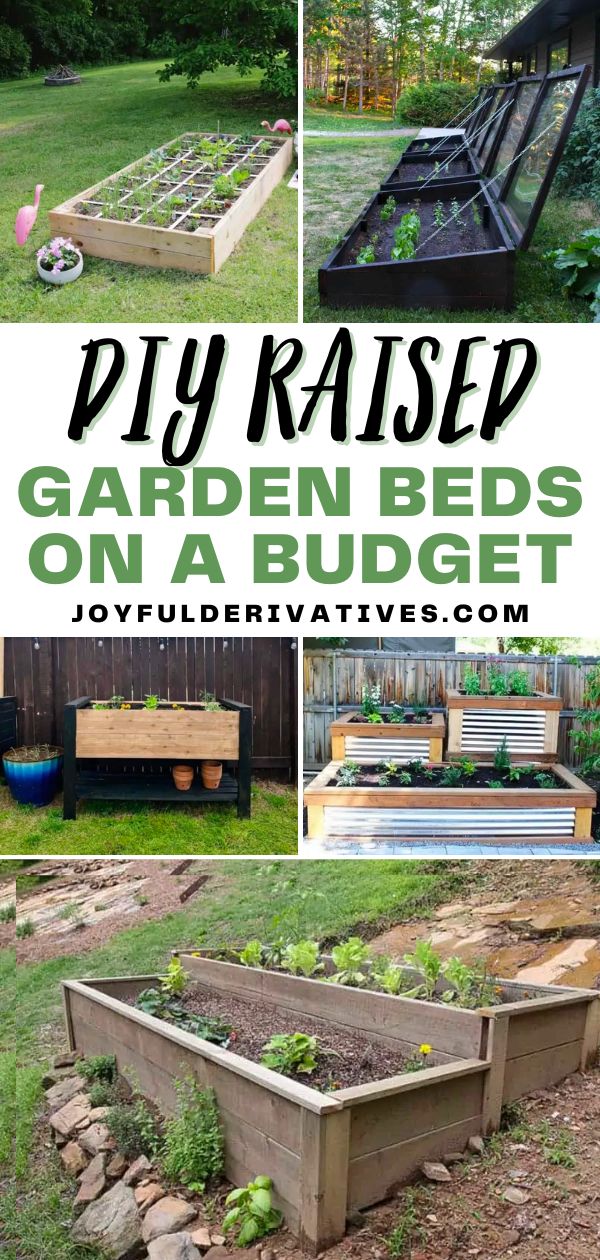 garden beds on a budget with text overlay that reads diy raised garden beds on a budget