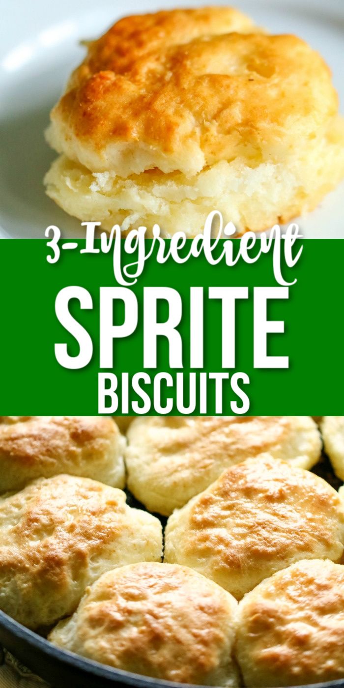 three ingredient sprite biscuits on a plate with text overlay that reads, 3 ingredient sprite biscuits