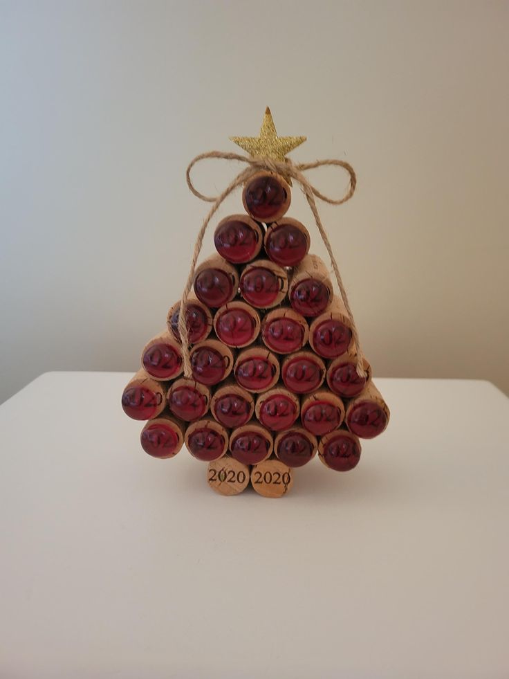 a christmas tree made out of wine corks