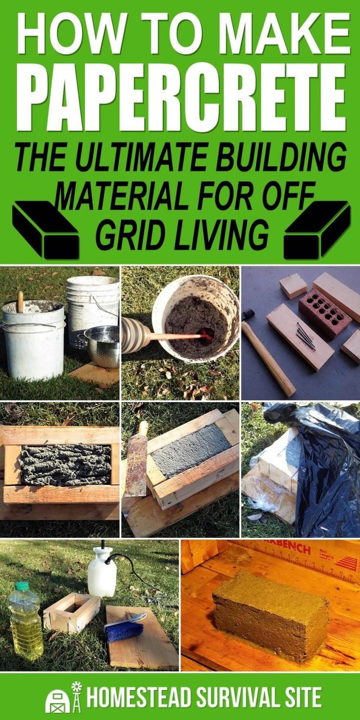 How to Make Papercrete: The Ultimate Building Material for Off Grid Living Upcycle Building Materials, Electricity Free Living, Off Grid Living For Beginners, Off Grid Living Ideas, Off Grid Ideas, Off The Grid Homes, Survival Projects, Outdoor Shower Diy, Off Grid Survival