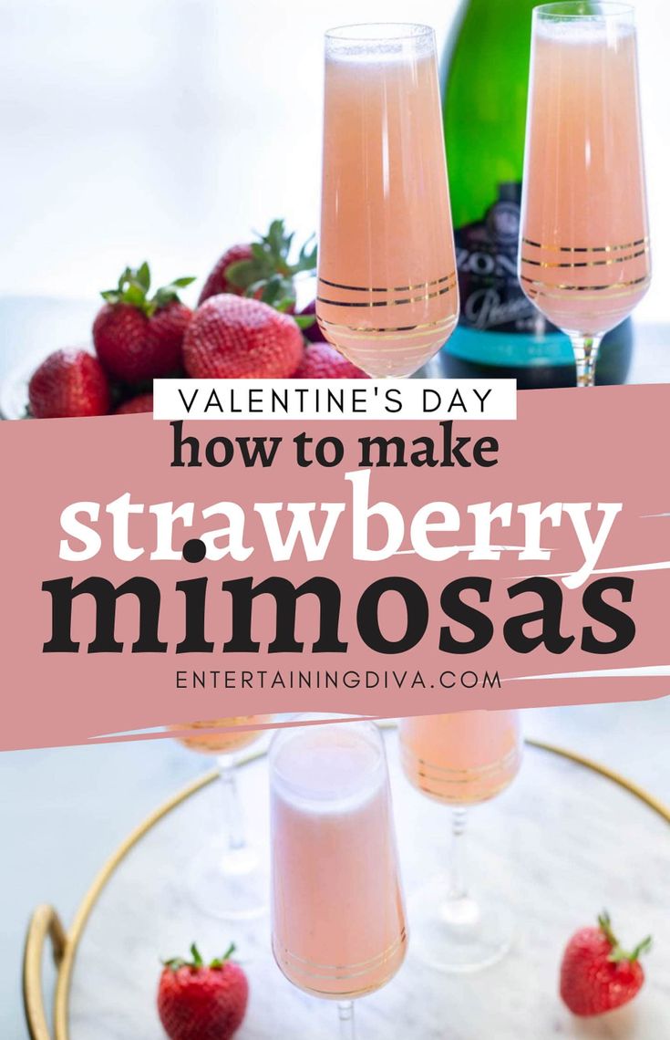 Strawberry Mimosas (With Fresh Or Frozen Strawberries) Strawberry Mimosa Recipe, Strawberry Cream Mimosa Recipe, Pink Mimosa Recipe Champagne, Strawberry Basil Mimosa, Easy Frosty Strawberry Mimosas, Strawberry Mimosa, Entertaining Desserts, Jello Shot, Mimosa Recipe