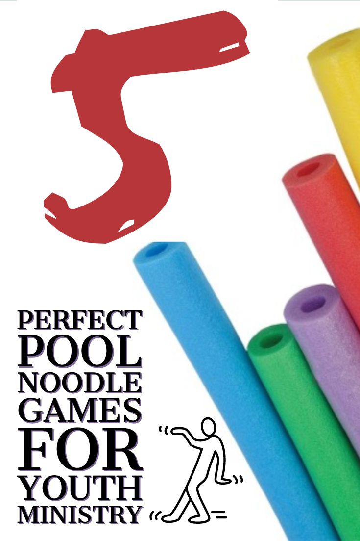 an advertisement for the perfect pool noodle games for youth ministry, featuring five colored sticks